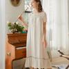 Women's Cute Princess Style Long Cotton Nightgown - Summer Short-Sleeved Loose Fit Pajamas