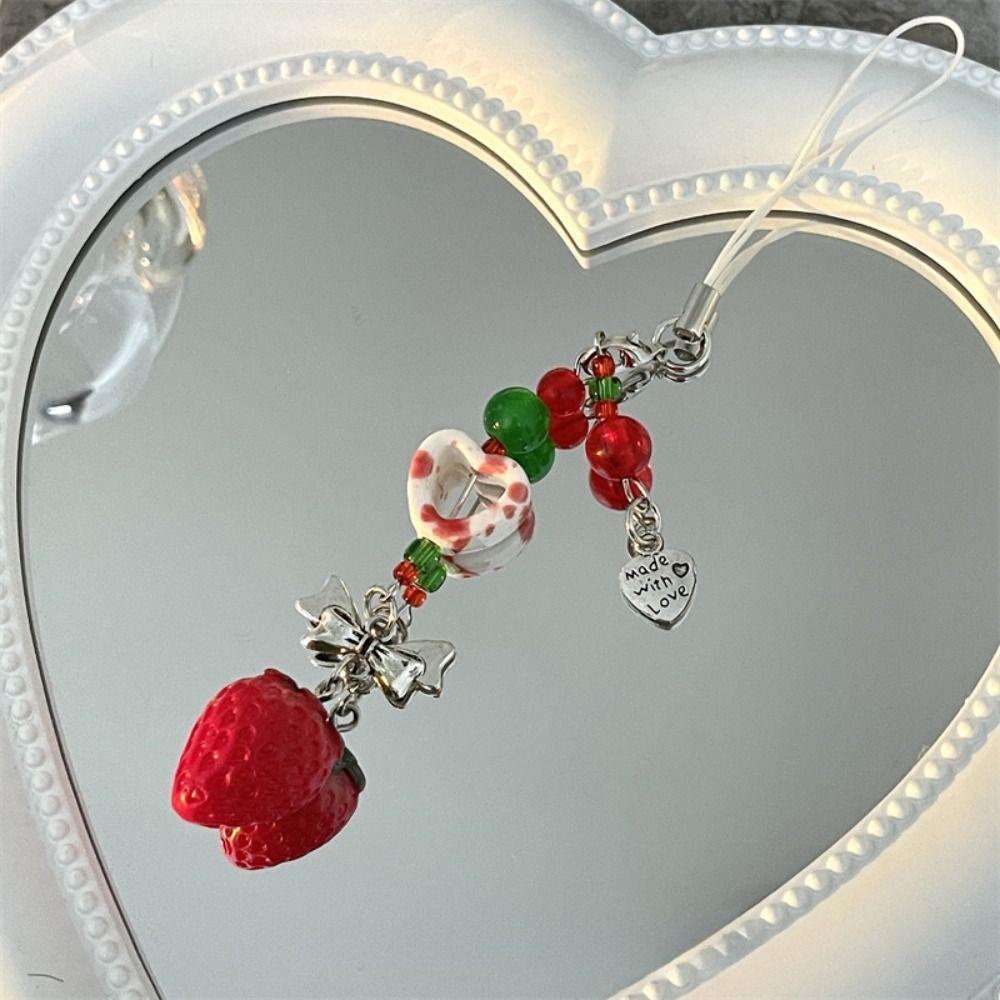 Y2K 3D Strawberry Phone Strap Charm Phone Lanyard Phone Case Keychain  Bag Phone Accessories