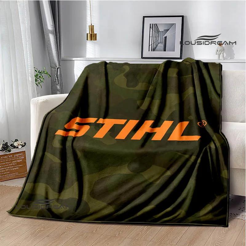 3D logo Stihl tištěné deky piknikové deky Teplá flanelová deka Měkká a pohodlná deka Potahy na postel do domácnosti Dárek k narozeninám