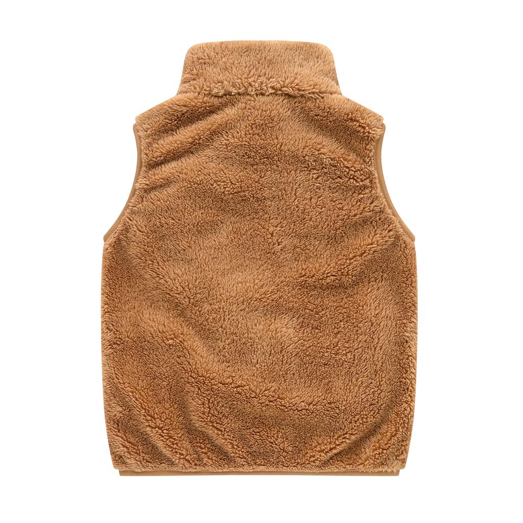 Lässige warme Samtweste für Jungen und Mädchen in mittlerer und großer Kindergröße, koreanische Version mit Taschen, Stehkragen, Pulloverweste, Jacke