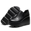 Plateau-Loafer Damenschuhe Wasserdicht Tischschräge Absatz Einzelne Schuhe Vielseitig Tiefer Mund Runde Spitze Lässige Lederschuhe