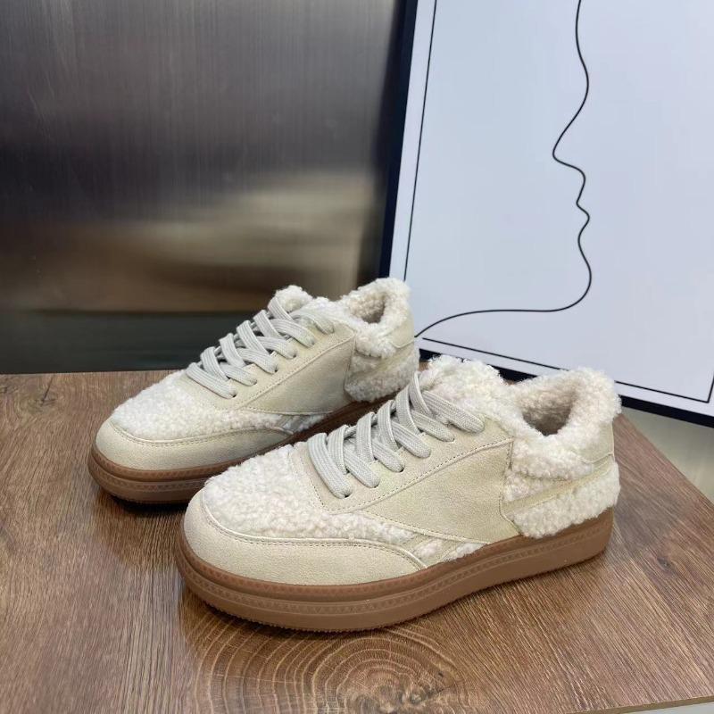 Thick-soled Velvet Women's Shoes New Winter Lamb Wool Shoes Casual Sports Board Shoes Versatile Cotton Shoes