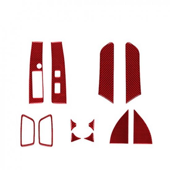 12Pcs Red Carbon Fiber Interior Door Control Kit Cover Trim For Toyota Tacoma