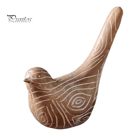 Resin Bird Ornaments Ornaments, Retro Wood Color Figurine, Handmade Carved Unique Home Accessories Decorative Statue for Country Farmhouse Tabletop