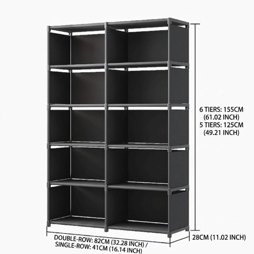 Durable Multilayer Bookshelves Cases 5/6 Tiers Cube Storage Organizer Metal Shoe Rack  Storage