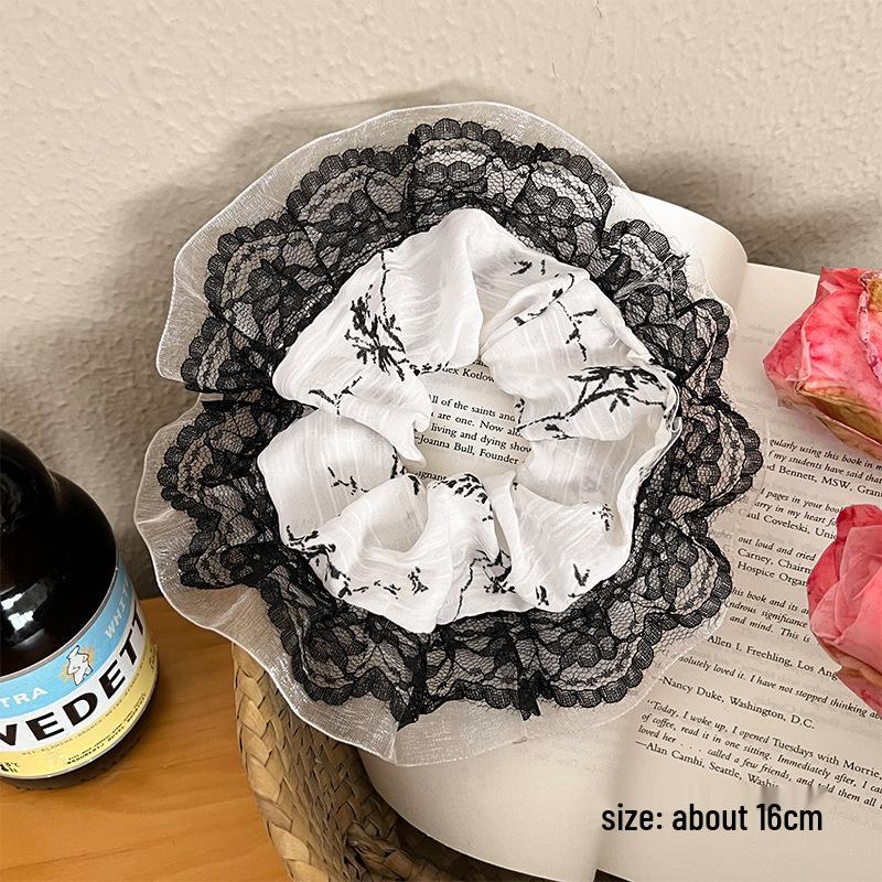 Lace Ruffle Scrunchie: Women's High-Elasticity, Durable Hair Tie for Versatile Bun Hairstyles.