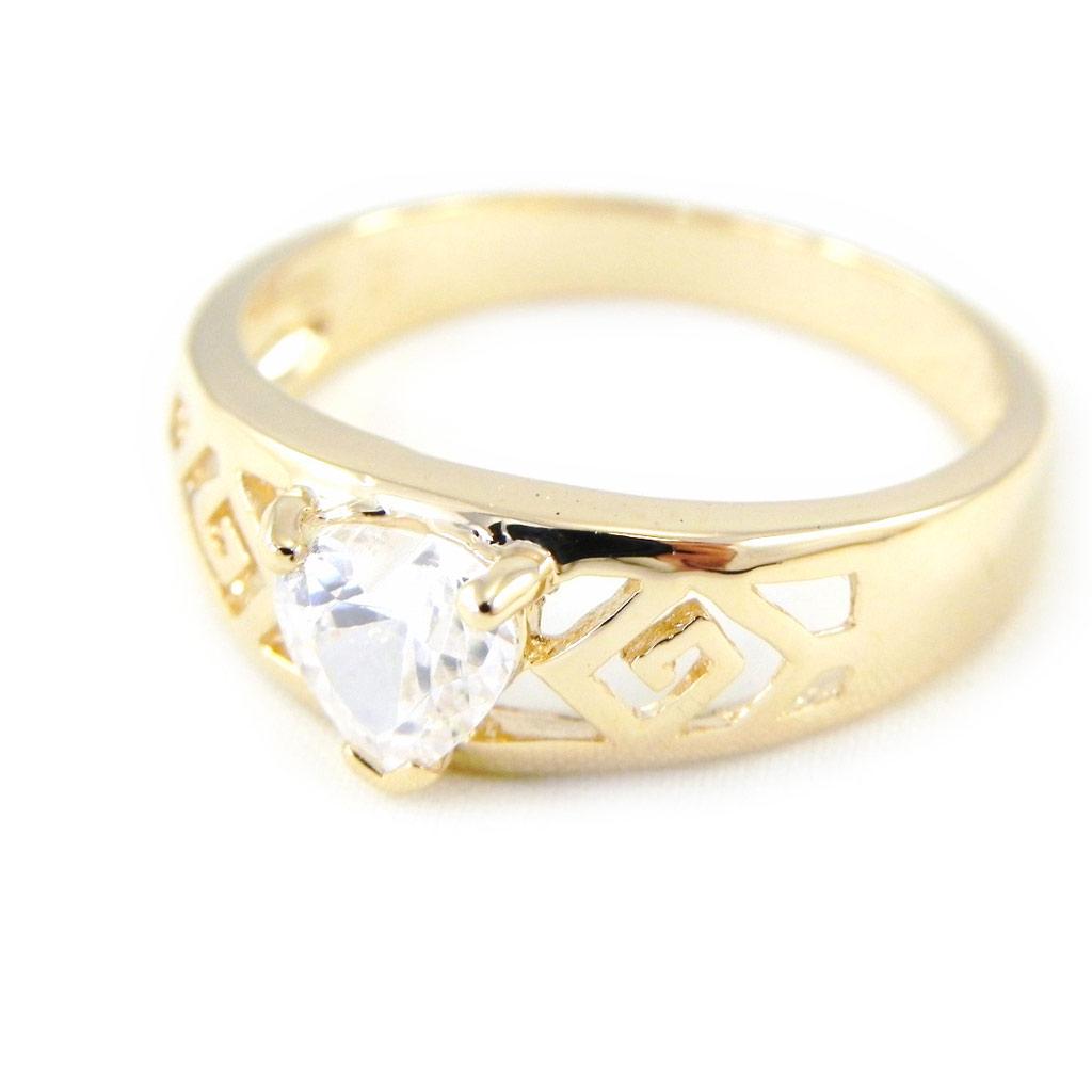 Gold Plated Ring 'Love' Golden White - 7 Mm