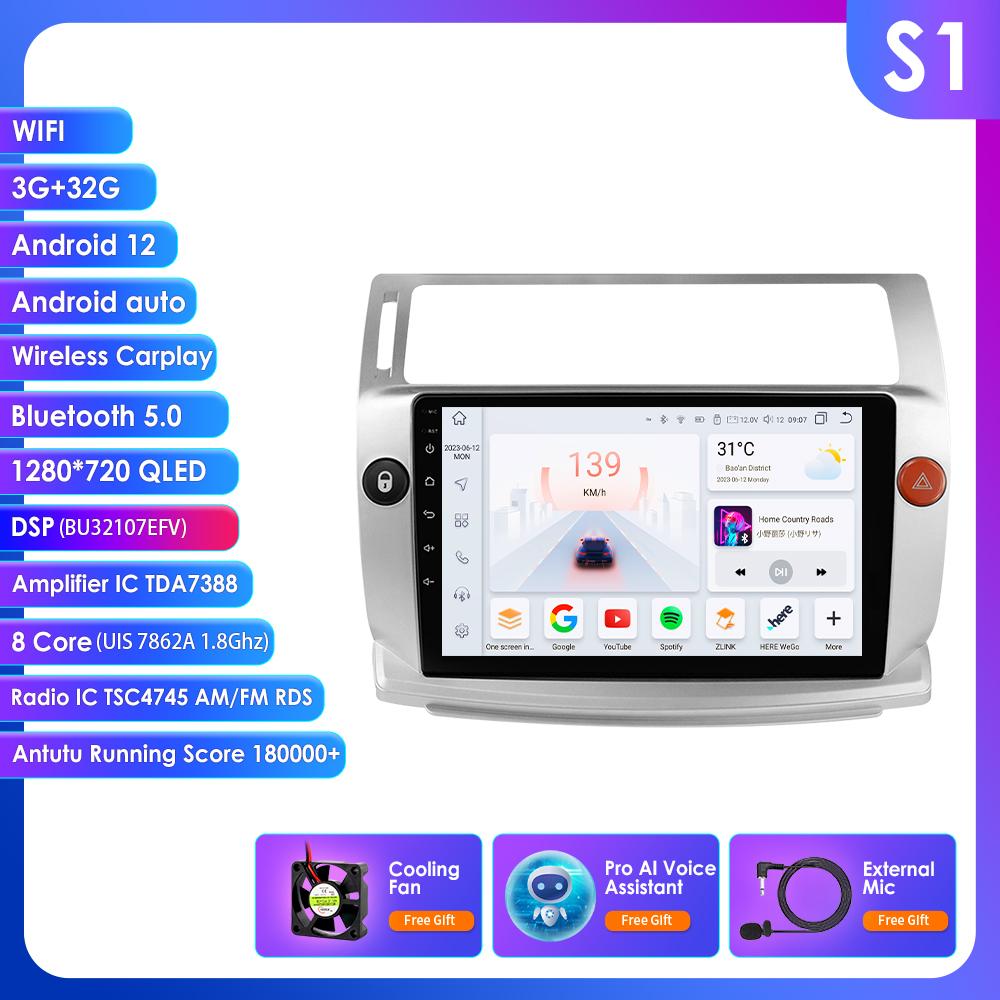Ossuret Intelligent Car Radio Android for Citroen C4 C Triomphe C Quatre 2004-2009 Carplay Car Stereo Multimedia Video Player GPS 2din 7862 Audio