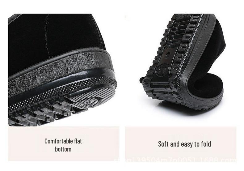 Women's Black Old Beijing Soft Sole Cloth Shoes - Flat, Non-slip, Shallow Mouth, Ideal for Work and Dance