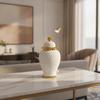 European-Style Ceramic Decorative Vase Textured Lidded with Gold