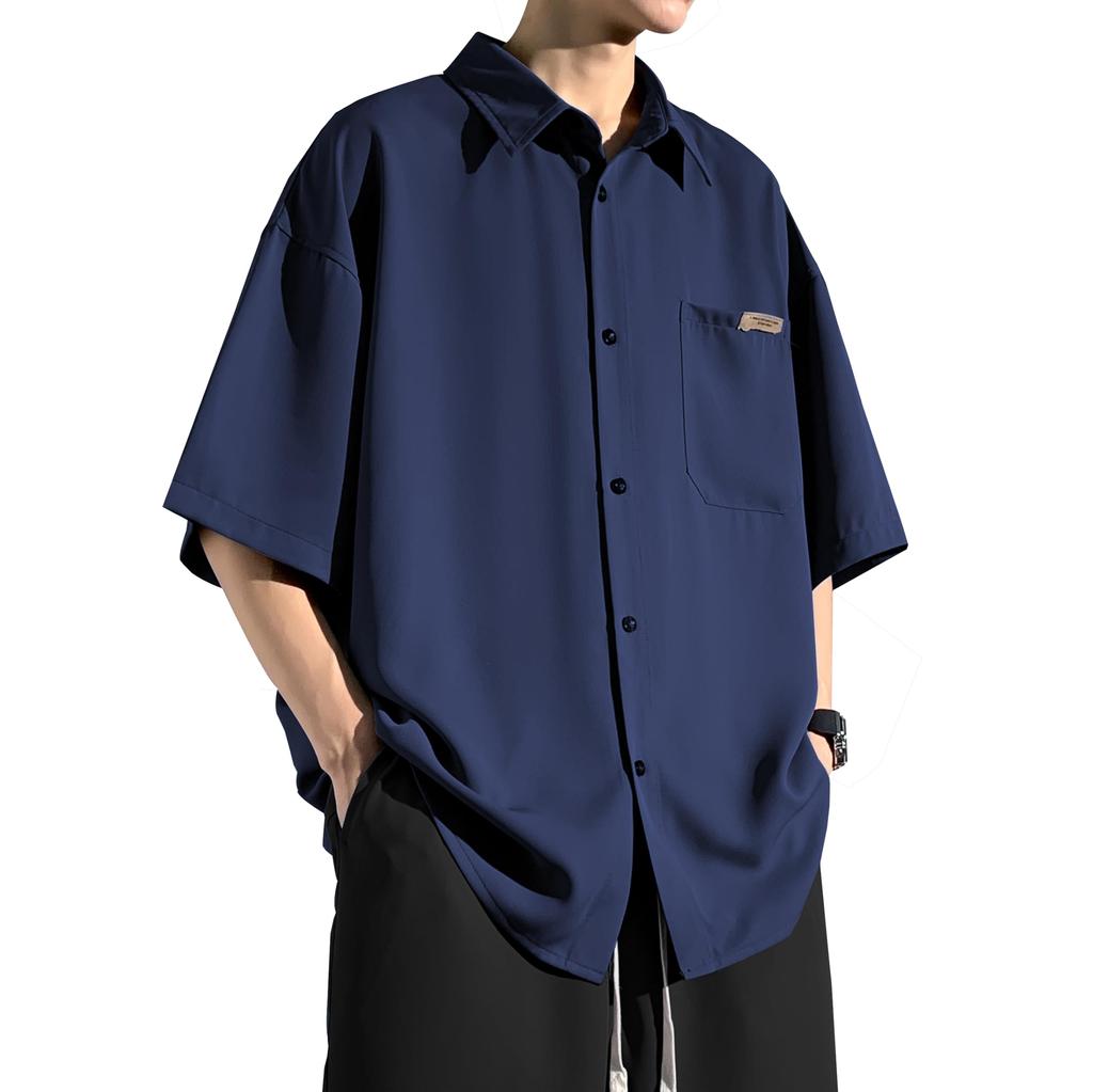Metakey Short Sleeve Summer Solid Plus Sizes Loose Clothing Men's Shirt, Color, Available, Casual, Stylish, Fit, Simple, Lightweight, Soft, Popular,
