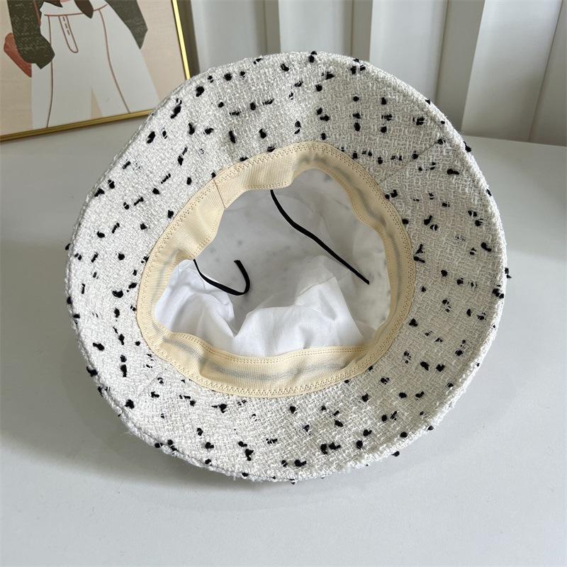 Autumn and winter polka dot basin hat versatile plain temperament bucket hat women's hair showing face small bucket hat