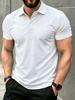 Men's Outdoor Short-Sleeve Polo Shirt with Printed Design (Not Textured), Available in Multiple Sizes. Men's Lapel Polo, Solid Color Top. Men's Slim