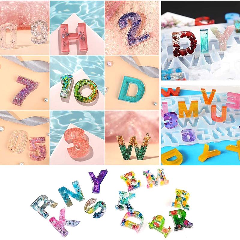 Transparent Letter Silicone Mold Letter And Number Mold Epoxy Resin Molds For Diy Jewelry Dried Flower Resin Crafts Tool