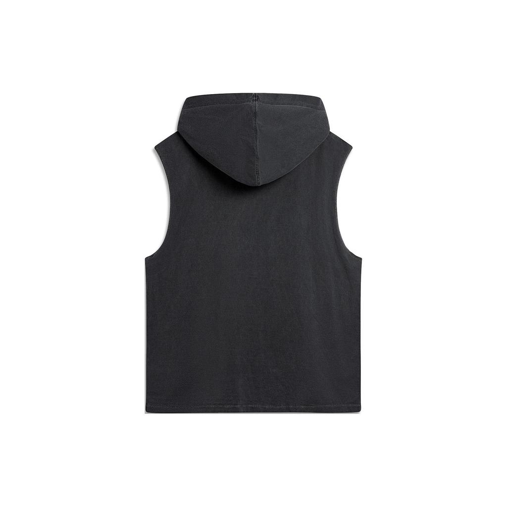 Li-Ning BadFive Graphic Sleeveless Hoodie 'Washed Black' Men's AVSU437-1