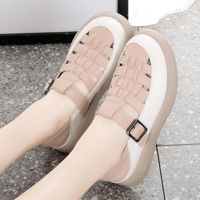 

Женские сандалии летние Mary Jane Beach дышащие закрытые балетки повседневные мягкие прогулочные сандалии для девочек больших размеров EU:42 коричневый