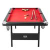 Billiards Table, 7 ft Pool Table, Portable Foldable Space-Saving Table, Billiard Table Set Includes Balls, Cues, Chalks and Brush, Black with Red