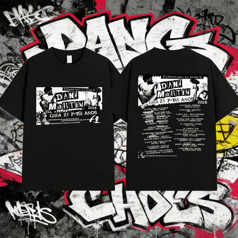 2025 Letní Rapper Dani Martin Tour Merch Tričko Pánská Móda Léto Čistá Bavlna 100% Tištěné Volné Volnočasové Módní Tričko