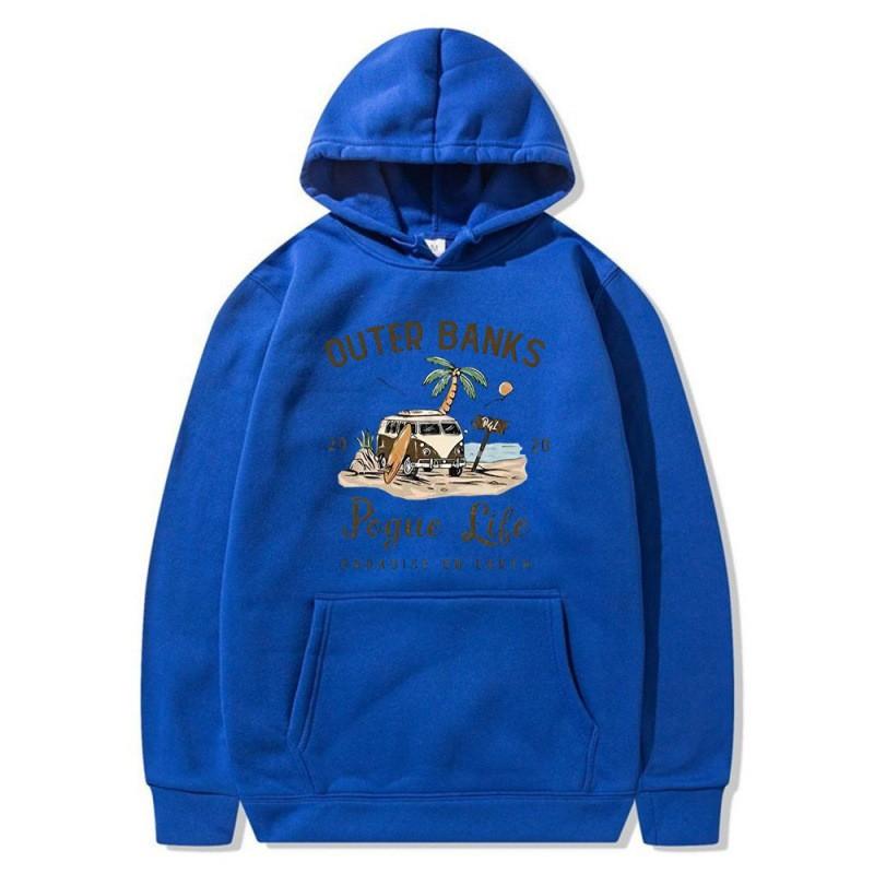 Outer Banks Pogue Life Printed Hooded Sweatshirt Men Loose Fit Fleece Pullover Fall