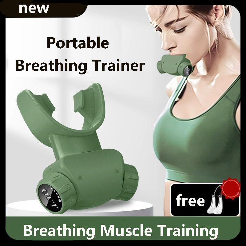 

New Breathing Muscle Trainer Deep Breathing Trainer Lung Capacity Improvement A-H Gear Adjustment Lung Functions зелений