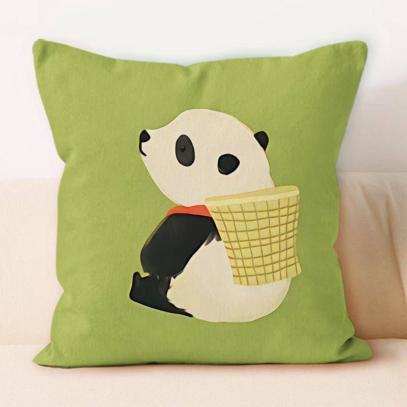 "Cute Panda Riding Rubber Duck Throw Pillow Cover"