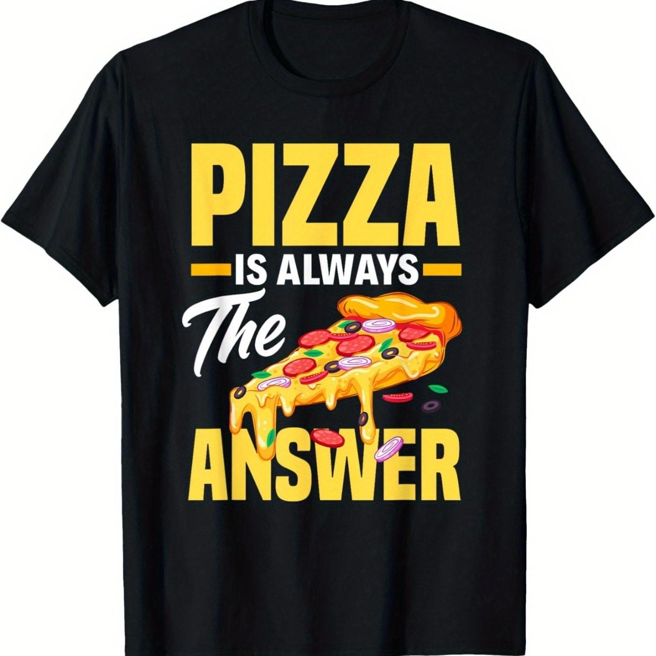 Футболка с принтом «Пицца — всегда ответ» Удобная повседневная хлопковая футболка для мужчин S