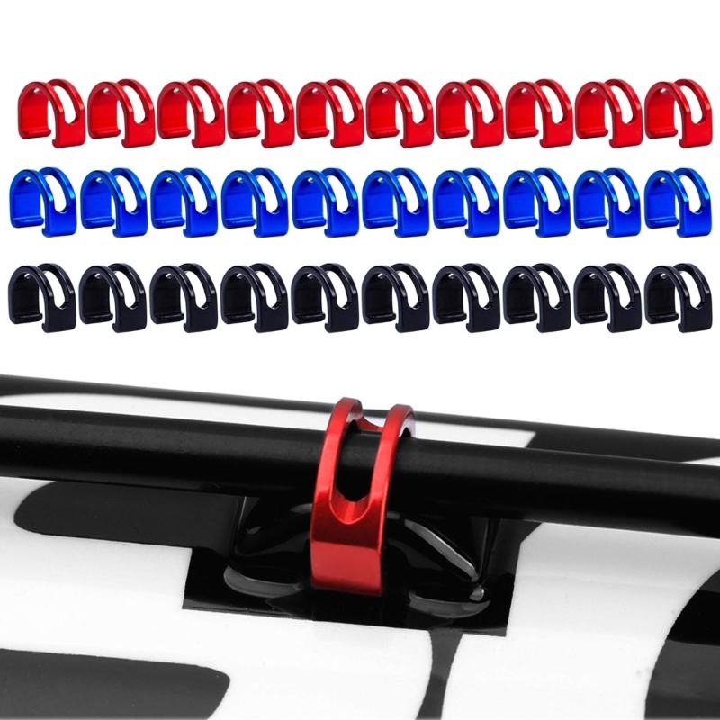 10Pcs Aluminum Alloys Bicycles Cable Clip Brake Cable Housing Clip Fixed Clamps Brake Derailleurs Shifts Cable Clip