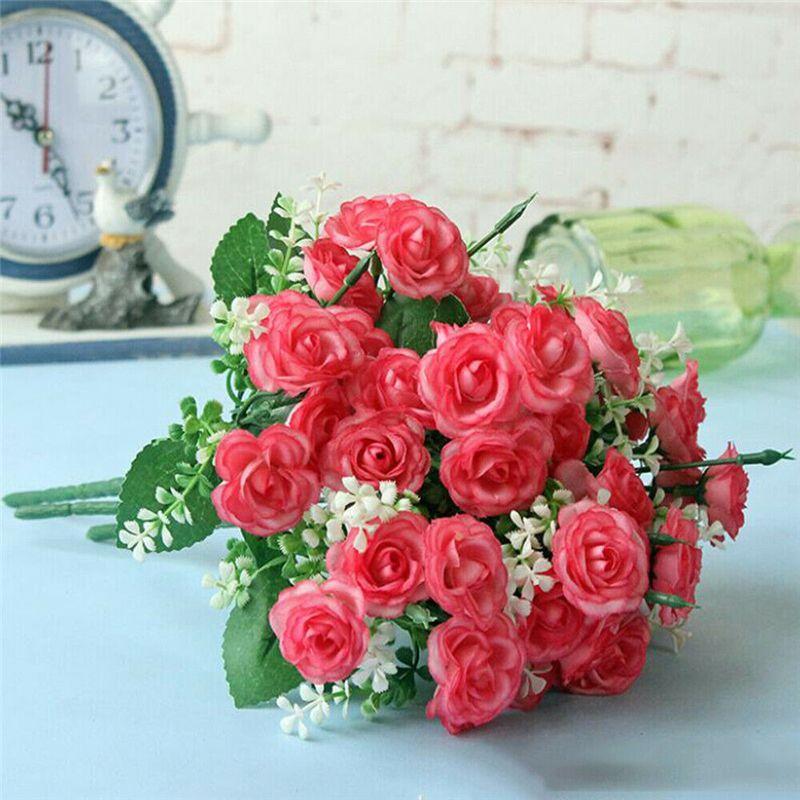 Vibrant 15 Heads Fake Rose Silk Flower Bouquet Ideal For Home And Party Decoration
