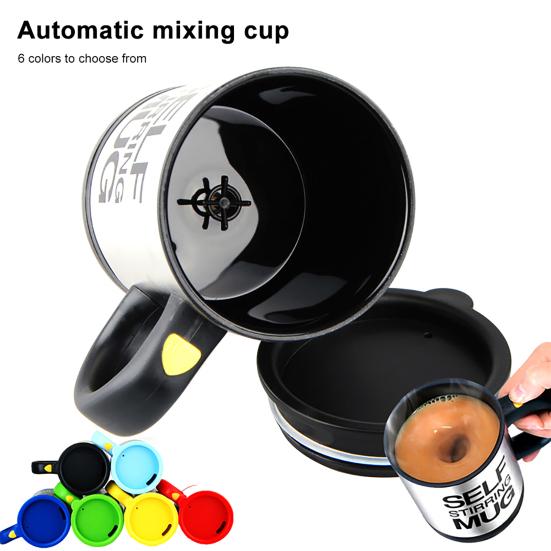 400ml Coffee Cup with Button Multifunctional Stainless Steel Automatic Stirring Coffee Mug for Cafe