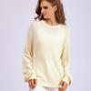 Women's Autumn Winter Knitted Pullover Sweater O-neck Full Sleeve Loose Knitwear Top Solid Color