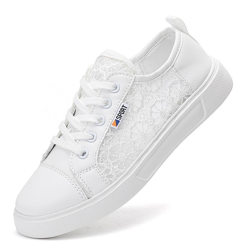 Summer New Lace Breathable Little White Shoes Schoolgirl Shoes Mesh Canvas Shoes Flat Baseplate Shoes
