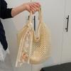 Summer Lace Bow Tote Bags Women Raffia Knitting Woven Shoulder Bag 2025 Rattan Large Casual Crochet Shopping Bag Ladies Handbag