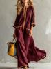 Summer new European and American style striped V-neck loose holiday style long dress women's fashion casual beach