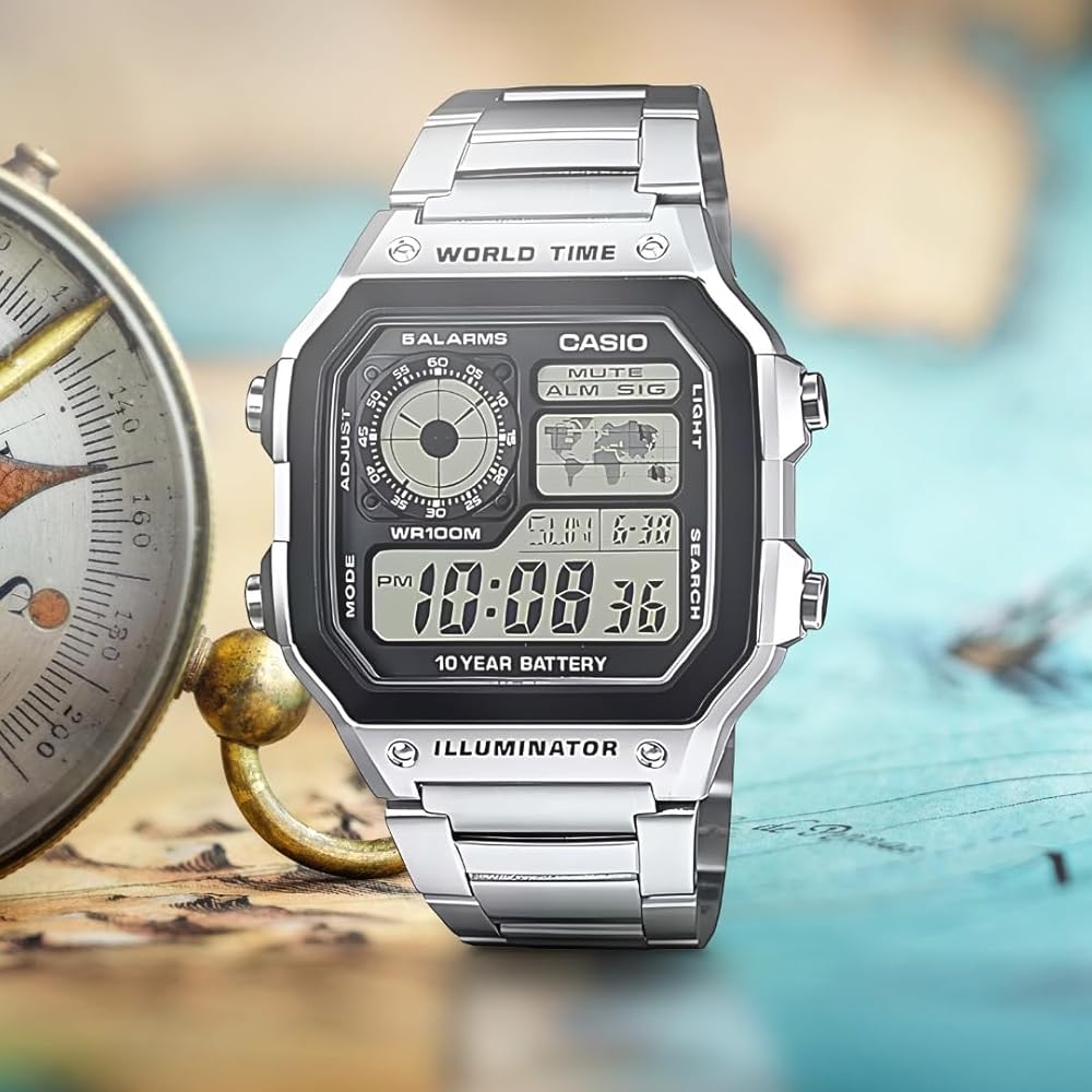 Casio Standard AE-1200WHD-1A Men's Watch Stainless Steel Band Analog Digital Display