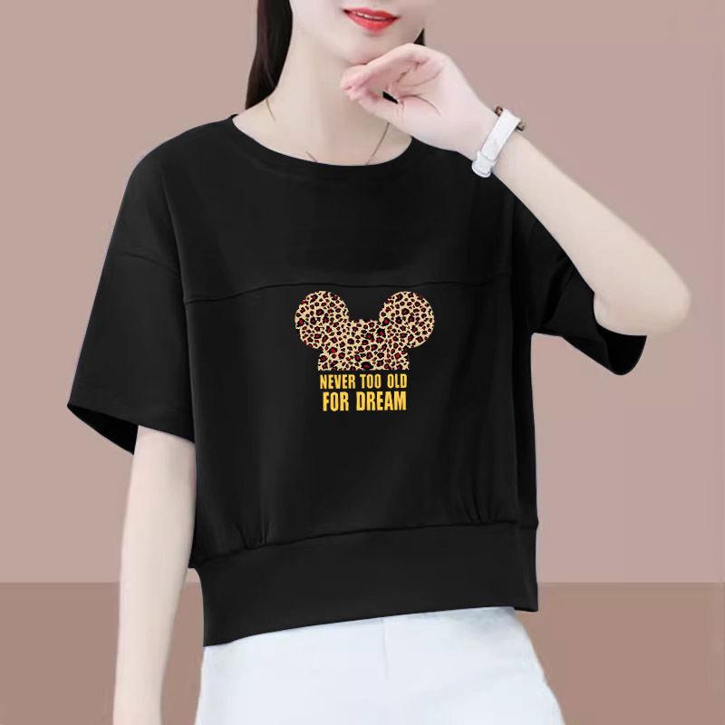 

Petite Women s Summer Pure Cotton Letter Print Loose Short-Sleeve T-Shirt: Slimming & Trendy Base Layer M (Under 100 lbs)