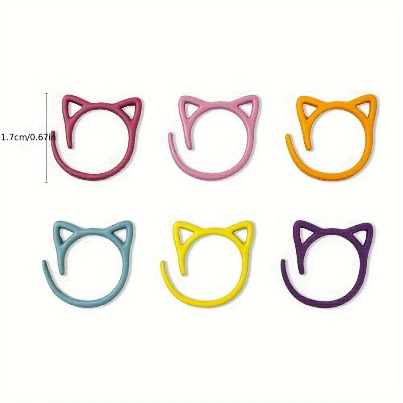 24Pcs Cat Ear Stitch Markers Set for Knitting Crochet Multiple Color Metal Locking Rings Craft Marker Tools DIY Sewing Projects