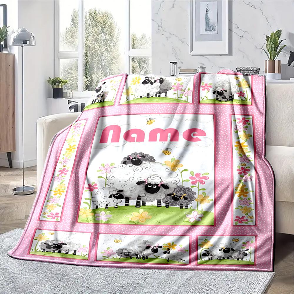 Custom Name Animals Theme Printed Blanket - Perfect for Couch, Bed, Travel & Outdoor Use | Machine Washable, Cozy & Durable.