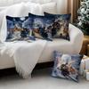 Christmas Village And Train Pillowcase Bedroom Sofa Cushion Cover 100% Polyester Living Room Cushion Pillowcase Home Decor
