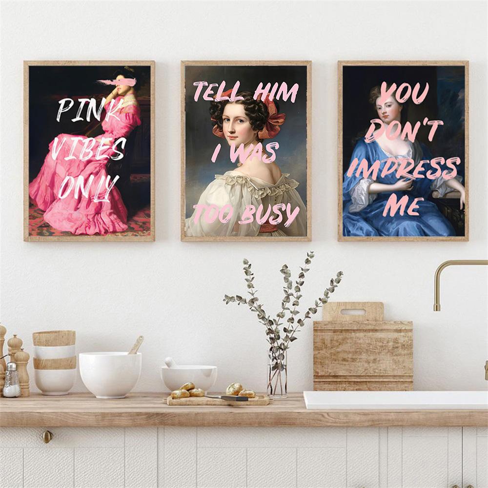 Vintage Engraçado Citação Garota Pôster Impressões Abstrato Feminista Retrato Arte de Parede Pintura em Tela Imagem para Sala de Estar Decoração de Casa
