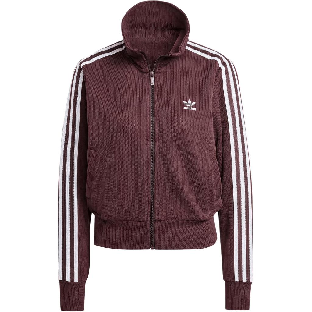 Adidas Originals Adicolor Knit Logo Retro Stand Collar Zip Long Sleeve Jacket Women Jacket Dark-Gray Brown IN6061