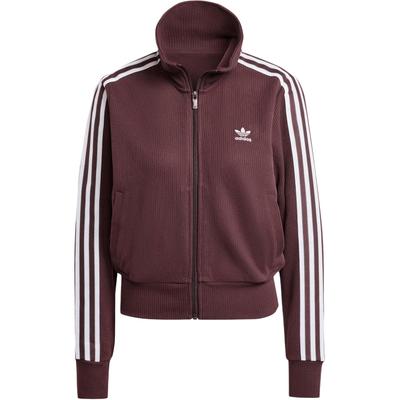 Originálne Adicolor Pletené Logo Retro Stojačikový Golier Zips Dlhý Rukáv Dámska Bunda Tmavosivá Hnedá IN6061
