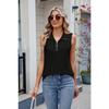 Chaleco Camiseta sin Mangas Holgado de Solapa con Cremallera para Mujer Primavera y Verano Nuevo Color Sólido