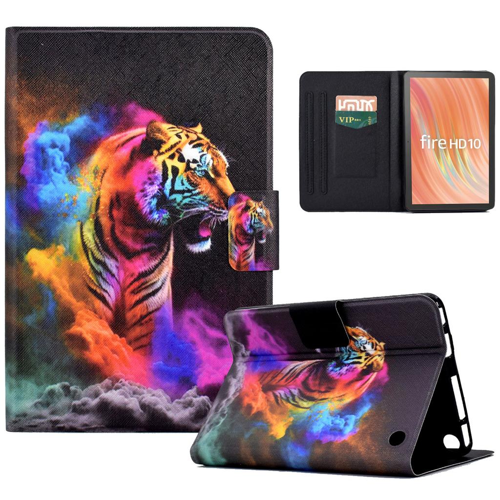 A2 For Amazon Fire HD 10 (2023) Case Pattern Printed PU Leather Tablet Cover with Card Slots