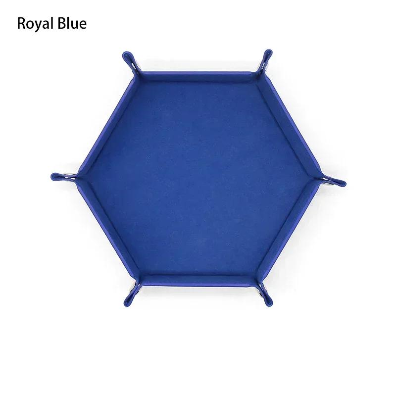 1pc Rolling Folding Hexagon Dice Game Storage Tray Holder Double Sided Thick PU Leather&Velvet Dice Mat Office Supplies