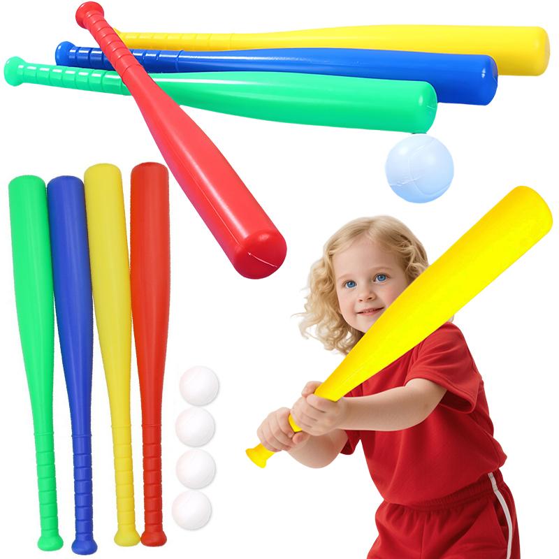 Set de Béisbol de Plástico 2 Piezas Bate de Béisbol Colorido con Pelota Diversión al Aire Libre Entrenamiento de Béisbol Juegos Deportivos en el Patio Trasero Regalo Niños Niñas Zyf