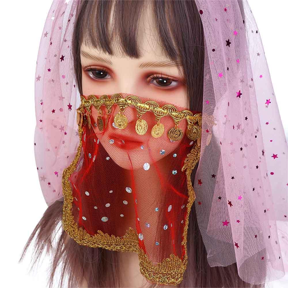 Sequins Girl Indian Dance Mesh Performance Accessories Rhinestone Face Veils Belly Dance Costumes