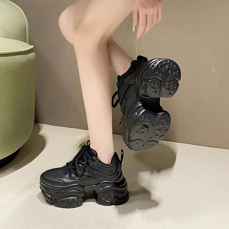 Fashion 7.5CM Heels Autumn Chunky Sneakers for Women 2024 New Casual Walking Platform Sports Shoes Woman Thick Bottom Dad Shoes Ladies