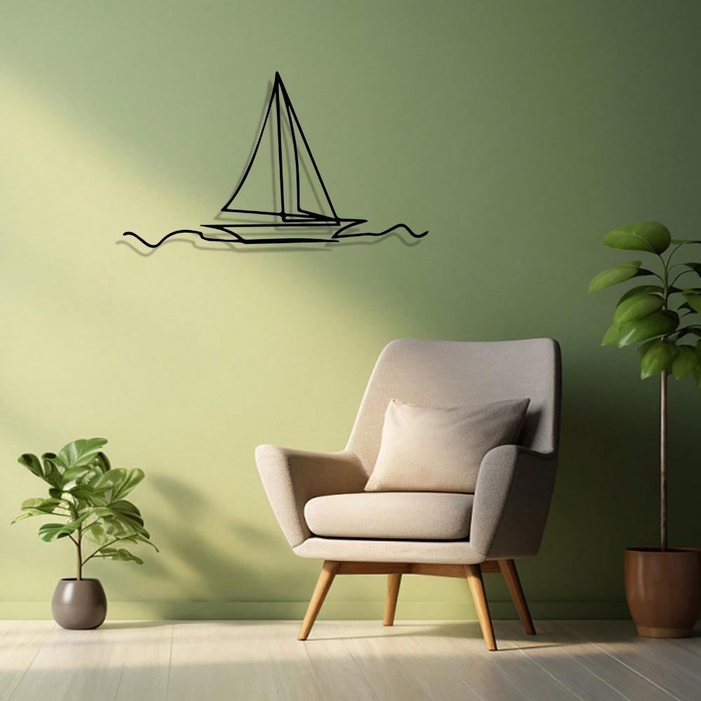 Nautical Metal Wall Art Sea Wave Ship Decor Powder Coated Home Gift