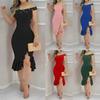 New Summer Fashion Bodycon One-Shoulder Ruffled Dress for Women