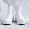 Men's Leisure High Top Chimney Boots Black White Shoes Cowboy Genuine Leather Boot Platform Long Chelsea Botas Hombre Zapatos